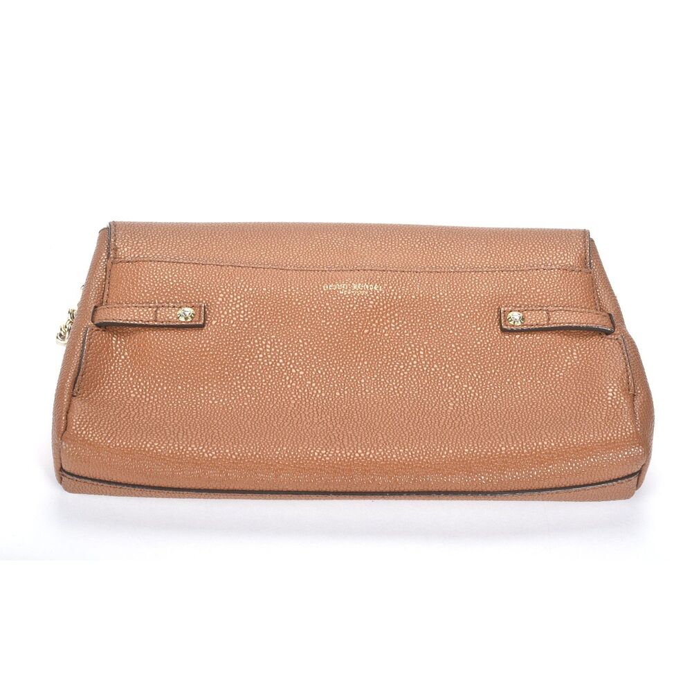 Henri Bendel Brown Pebbled Leather Flap Purse Magnetic Flap Closure - Picture 3 of 10
